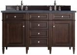 60 Inch Mahogany Double Sink Bathroom Vanity Charcoal Quartz