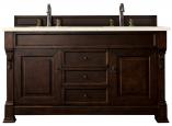 60 Inch Mahogany Double Sink Bathroom Vanity Marfil Quartz