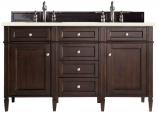 60 Inch Mahogany Double Sink Bathroom Vanity Marfil Quartz