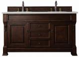 60 Inch Mahogany Double Sink Bathroom Vanity Quartz Stone