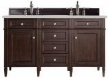 60 Inch Mahogany Double Sink Bathroom Vanity Quartz Top