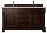 60 Inch Mahogany Double Sink Bathroom Vanity Silver Quartz