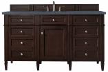 60 Inch Mahogany Single Sink Bathroom Vanity Charcoal Quartz