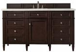 60 Inch Mahogany Single Sink Bathroom Vanity Marfil Quartz