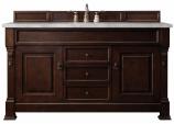 60 Inch Mahogany Single Sink Bathroom Vanity Silver Quartz