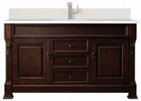 60 Inch Mahogany Single Sink Bathroom Vanity White Quartz