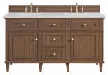 60 Inch Mid-Century Walnut Bathroom Vanity with Double Sinks