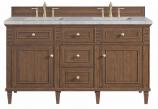 60 Inch Double Mid-Century Walnut Bathroom Vanity Quartz Top