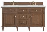 60 Inch Mid-Century Walnut Double Sink Vanity Lime Quartz