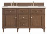 60 Inch Mid-Century Walnut Double Vanity with Quartz Top