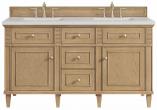 60 Inch Oak Double Bathroom Vanity Lime Delight Quartz Top