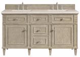 60 Inch Oak Double Sink Bathroom Vanity Marfil Quartz