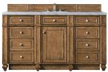 60 Inch Saddle Brown Single Sink Bath Vanity Pearl Quartz