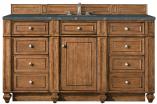 60 Inch Saddle Brown Single Sink Bathroom Vanity Bleu Quartz