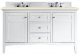 60 Inch Shaker White Double Sink Bath Vanity Marfil Quartz