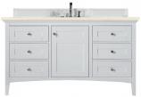 60 Inch Shaker White Single Bathroom Vanity Marfil Quartz