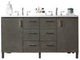 60 Inch Silver Oak Double Sink Bathroom Vanity Pearl Quartz