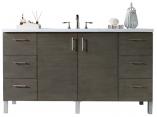 60 Inch Silver Oak Single Sink Bathroom Vanity Dual Mount