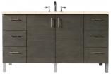 60 Inch Silver Oak Single Sink Bathroom Vanity Marfil Quartz