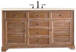 60 Inch Single Bathroom Vanity in Driftwood Marfil Quartz