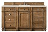 60 Inch Single Bathroom Vanity in Saddle Brown Quartz Top