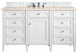 60 Inch Single Bathroom Vanity in White Marfil Quartz Top