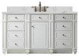 60 Inch Single Sink Bath Vanity in Bright White Quartz Top