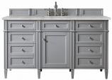 *60 Inch Single Sink Bath Vanity in Gray Silver Quartz Top