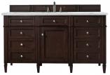 60 Inch Single Sink Bathroom Vanity in Mahogany Quartz Top