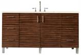 60 Inch Single Sink Bathroom Vanity in Walnut Marfil Quartz