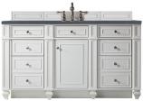 60 Inch Single Sink Bathroom Vanity in White Charcoal Quartz