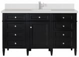 60 Inch Single Sink Black Onyx Bathroom Vanity White Quartz