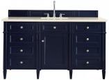 60 Inch Single Sink Blue Bathroom Vanity Marfil Quartz Top