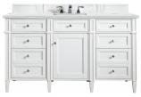 60 Inch Single Sink Bright White Bathroom Vanity Quartz Top