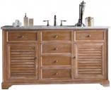 60 Inch Single Sink Driftwood Bathroom Vanity Carrara Marble