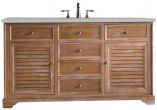 60 Inch Single Sink Driftwood Bathroom Vanity Serena Quartz