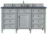 60 Inch Single Sink Gray Bathroom Vanity Charcoal Quartz Top