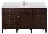 60 Inch Single Sink Mahogany Bathroom Vanity White Quartz