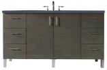 60 Inch Single Sink Silver Oak Bath Vanity Charcoal Quartz