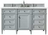 60 Inch Single Sink Vanity in Urban Gray Pearl Quartz Top