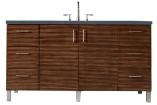 60 Inch Single Sink Walnut Bathroom Vanity Charcoal Quartz