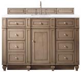 60 Inch Single Sink Bathroom Vanity in White Washed Walnut