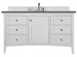 60 Inch Single Sink White Bathroom Vanity Charcoal Quartz