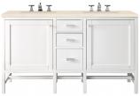 60 Inch Glossy White Double Sink Vanity with Marfil Quartz
