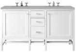 60 Inch Glossy White Double Sink Vanity with Serena Quartz