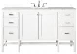 60 Inch Glossy White Single Vanity with Arctic White Top