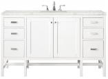 60 Inch Glossy White Single Sink Vanity with Pearl Quartz