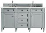 60 Inch Urban Gray Double Sink Bath Vanity Pearl Quartz Top