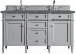 *60 Inch Urban Gray Double Sink Bathroom Vanity Bleu Quartz