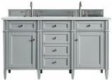 60 Inch Urban Gray Double Sink Bathroom Vanity Quartz Top